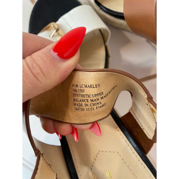 Liz Claiborne Women's Marley Cognac Multi Espadrille Wedge Strap Sandals Sz 8.5 - Picture 6 of 6